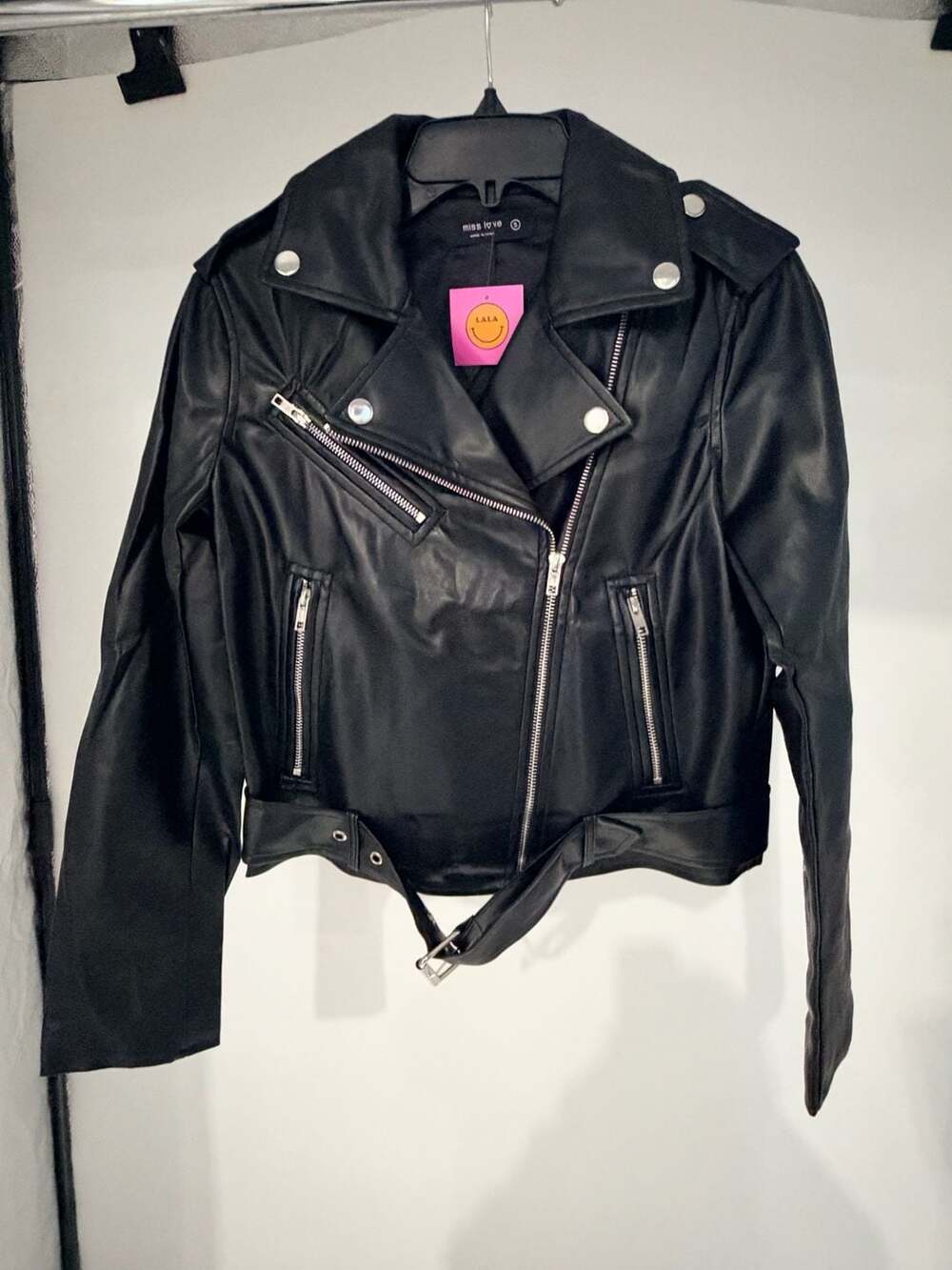 Miss Love Black Faux Leather Moto Jacket